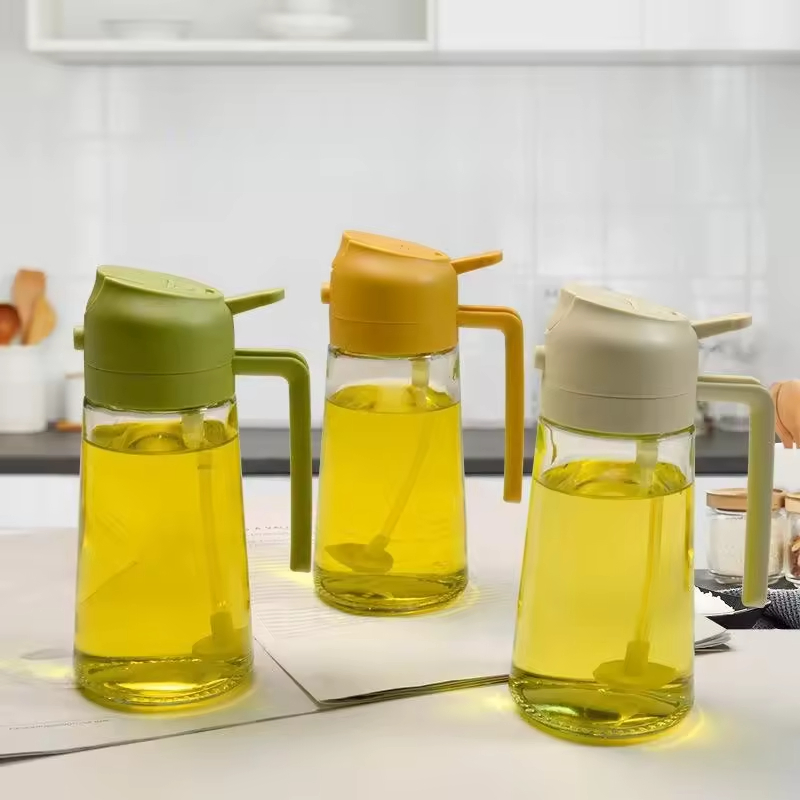 Spray 2-in-1oil Dispenser Glass Bottle for Kitchen 16oz Oil Spray Bottle Olive Oil for Cook Kitchen Accessories for BBQ W24-234