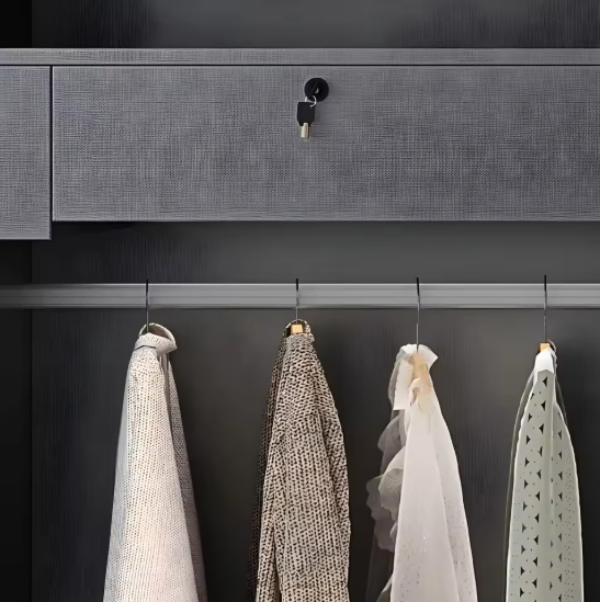 Luxury Minimalist Style Bedroom Sliding Door Wardrobe with Top and Side Cabinet