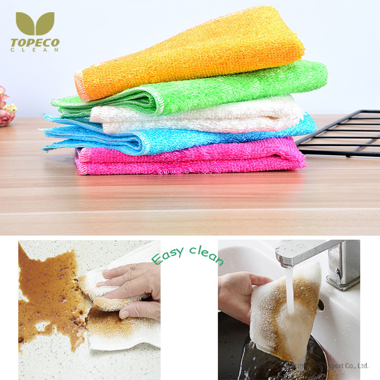 Topeco Antibacterial Dish Cloths and Wash Cloths Natural Bamboo Fiber Kitchen Cloths Cleaning Towels