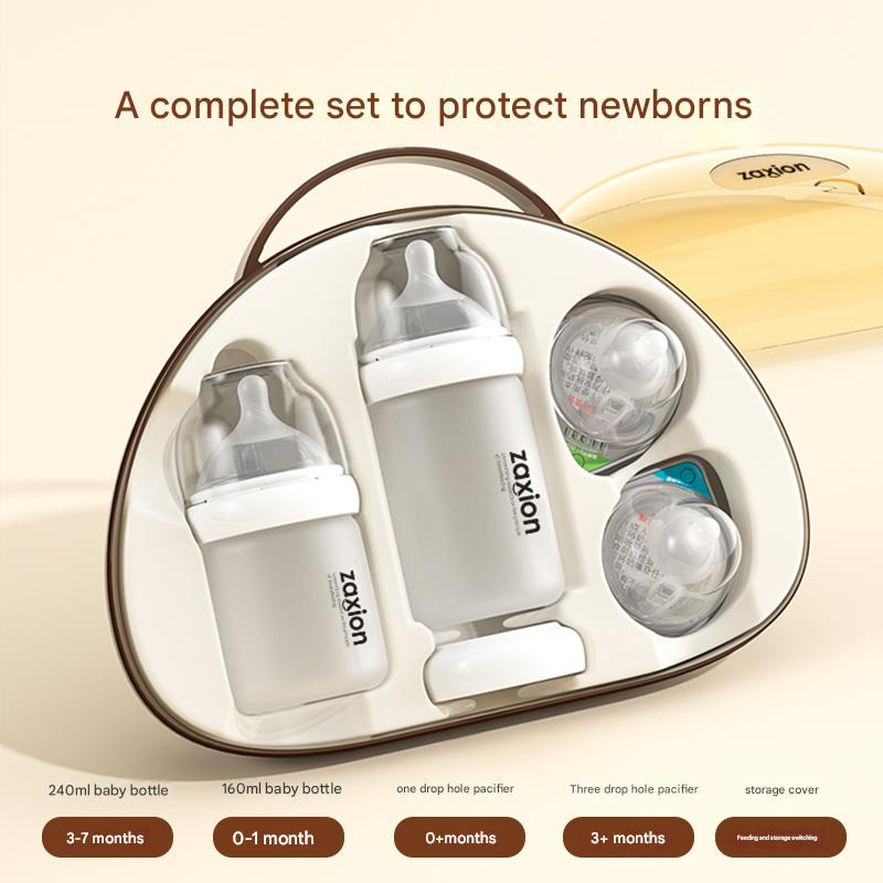 High Borosilicate Glass Baby Bottle Set with BPA-Free Nipple