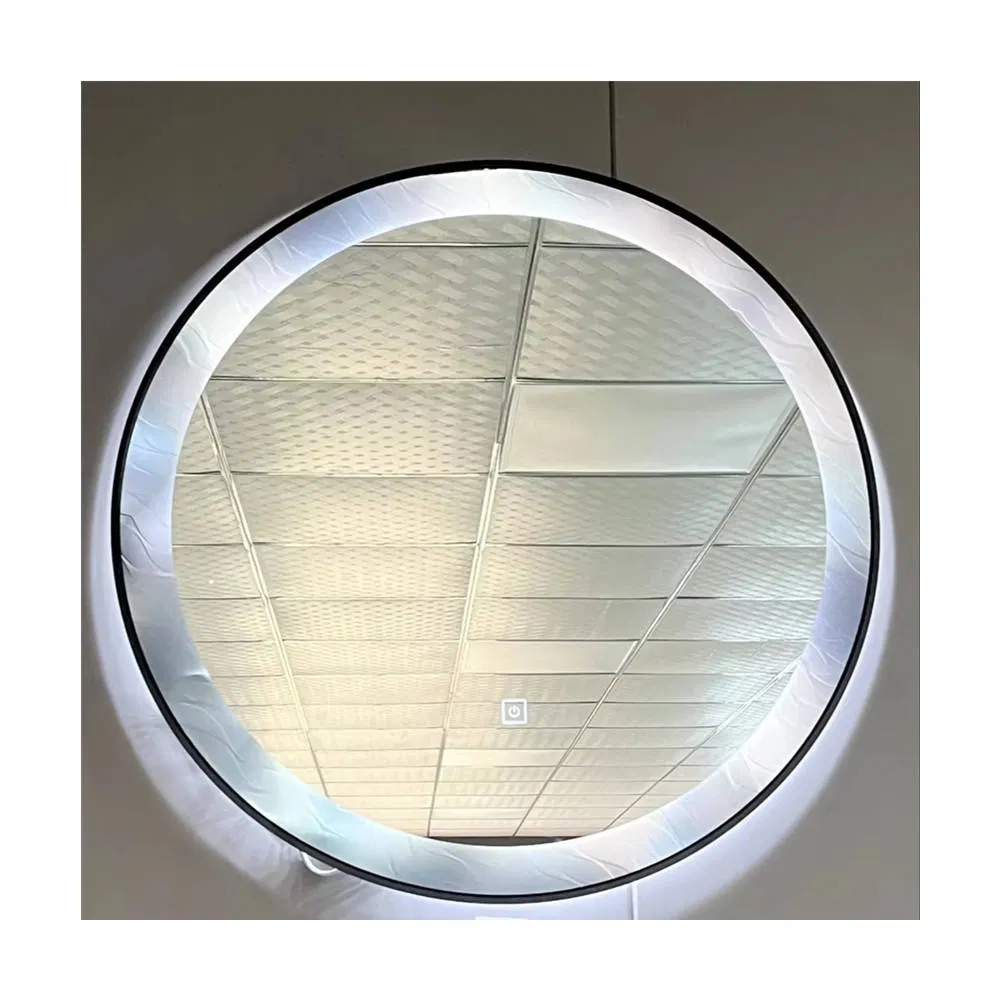 2025 Hot Sale Acrylic Frame Round Shape Decorative Wall Mirror Modern Luxury Bathroom Smart Mirror with LED Light