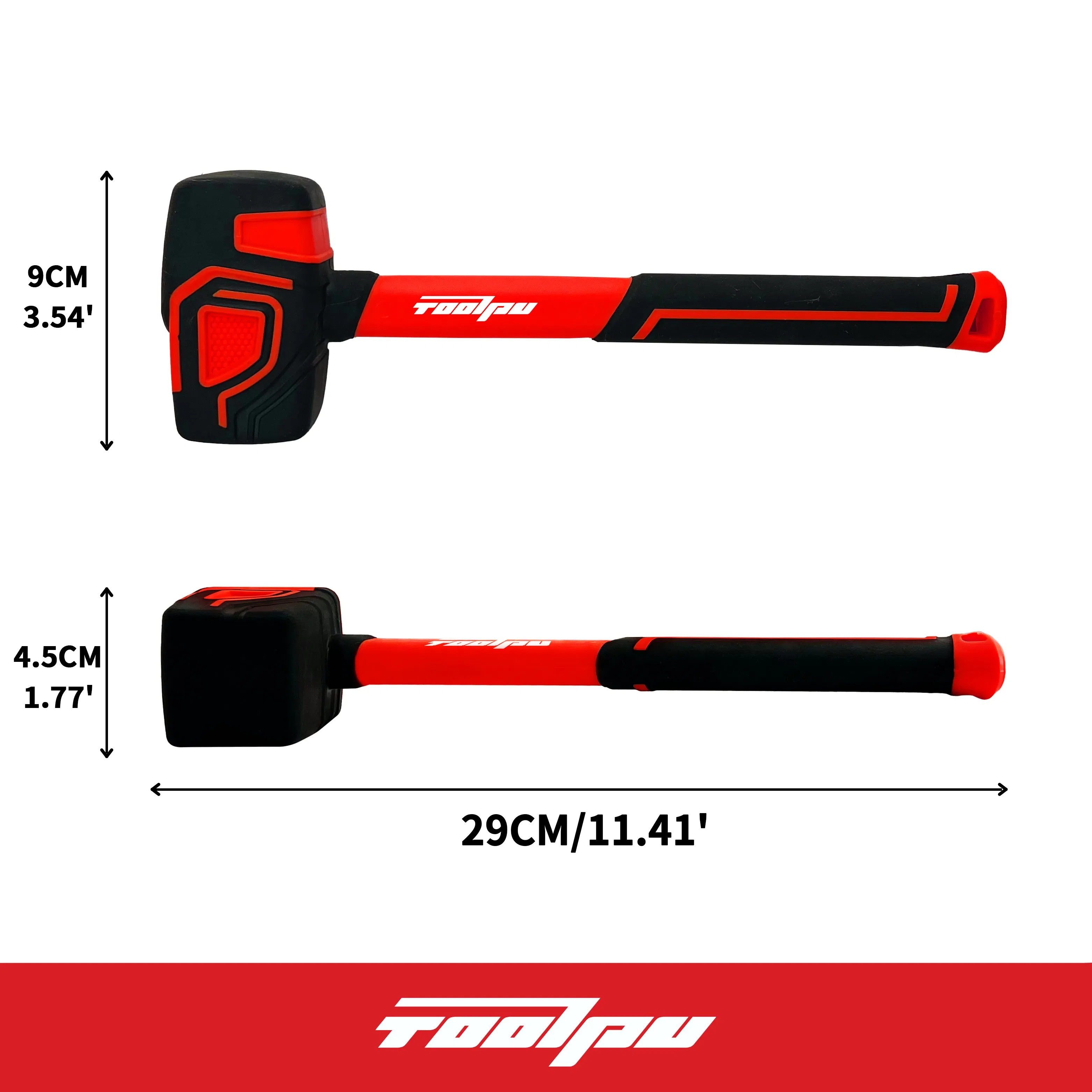 Square Integrated Rubber Mallet with Elastic Installation, Fiberglass Titanium Steel Handle, Ideal for DIY Tile Work