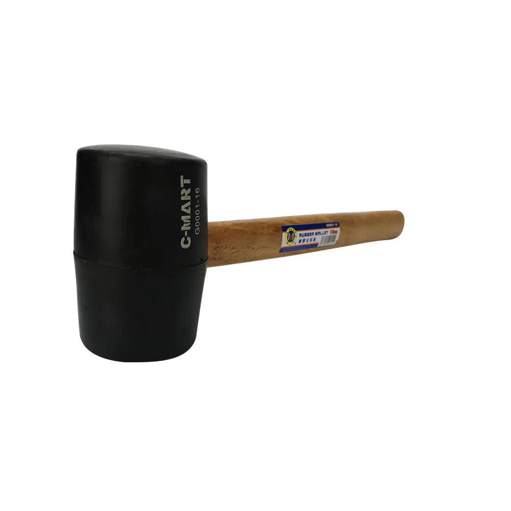 16 Oz Rubber Hammer Wooden Handle Rubber Mallet Hammer