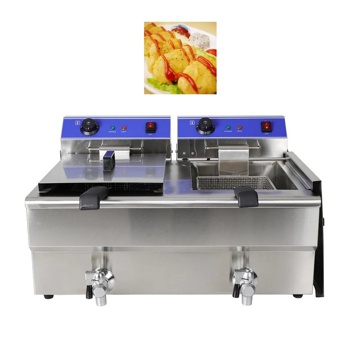 Electric Countertop Double Tank Deep Fryer Machine Potato Chips Snack Fryer
