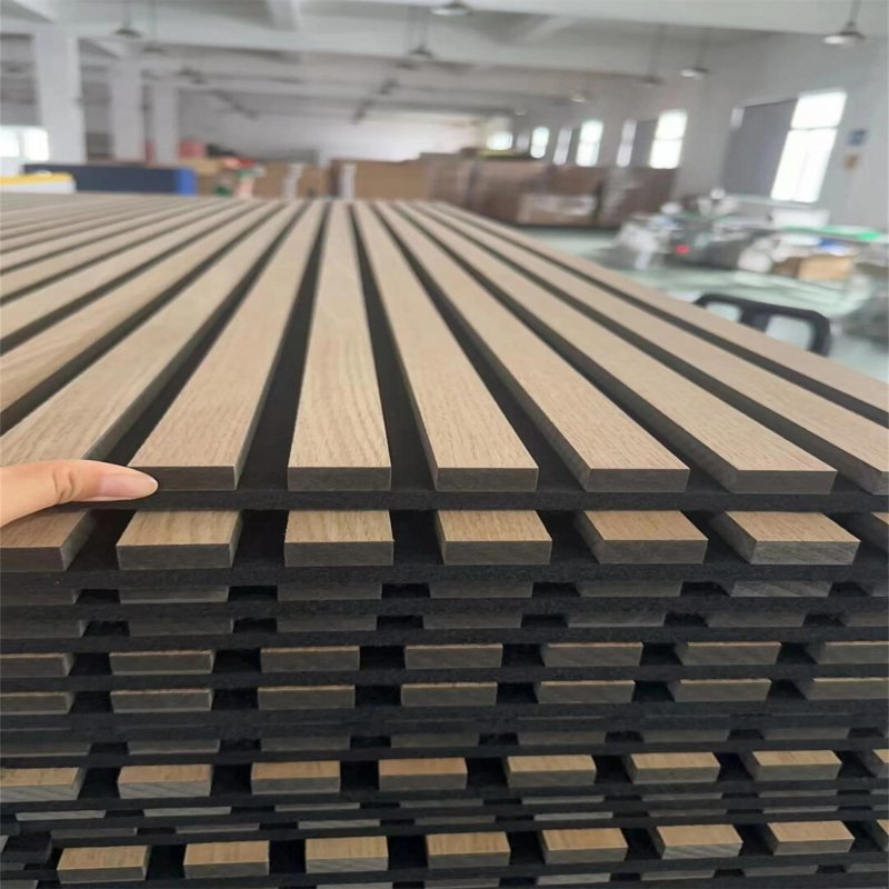Factory Outlet Ribbon-Shaped Wood Veneer Acoustic Slat Panels for Soundproofing Wall