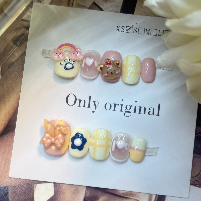 Private Label Handmade Press on Nails Short Almond Square Fake Nails