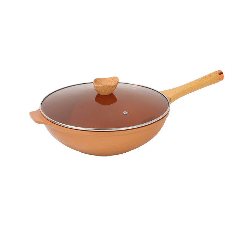 Aluminum Skillet Deep Fring Pan Non Stick Casserole Pan with Glass Lid