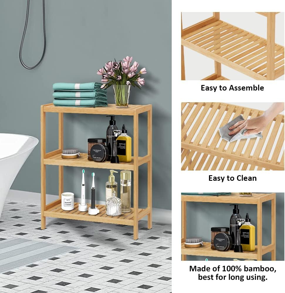 Bathroom Shelf Bamboo Shelf Living Room Shelf Bamboo Multi-Layer Storage Shelf