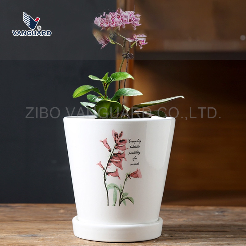 Wholesale Modern Outdoor Indoor Round Custom White Ceramic Flower Pot