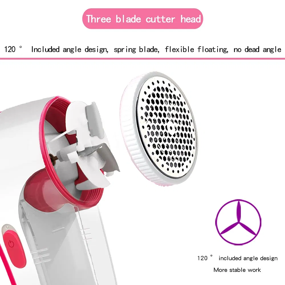 Fuzz Fabric Shaver 4-Stainless-Steel-Blades USB Power Quickly Effectively Electric Pilling Lint Remover