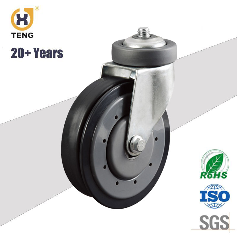 Supermarket Three Dish Escalator Shopping Trolley Caster PU Castor Wheel