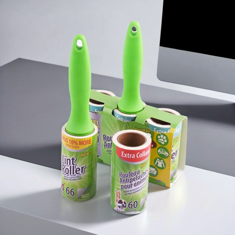 Custom Straight Handle Adhesive 10cm 30 60 90 100 Sheets Tear Paper Sticky Cat Dog Pet Hair Remover Dust Clothes Cleaner Lint Roller Set
