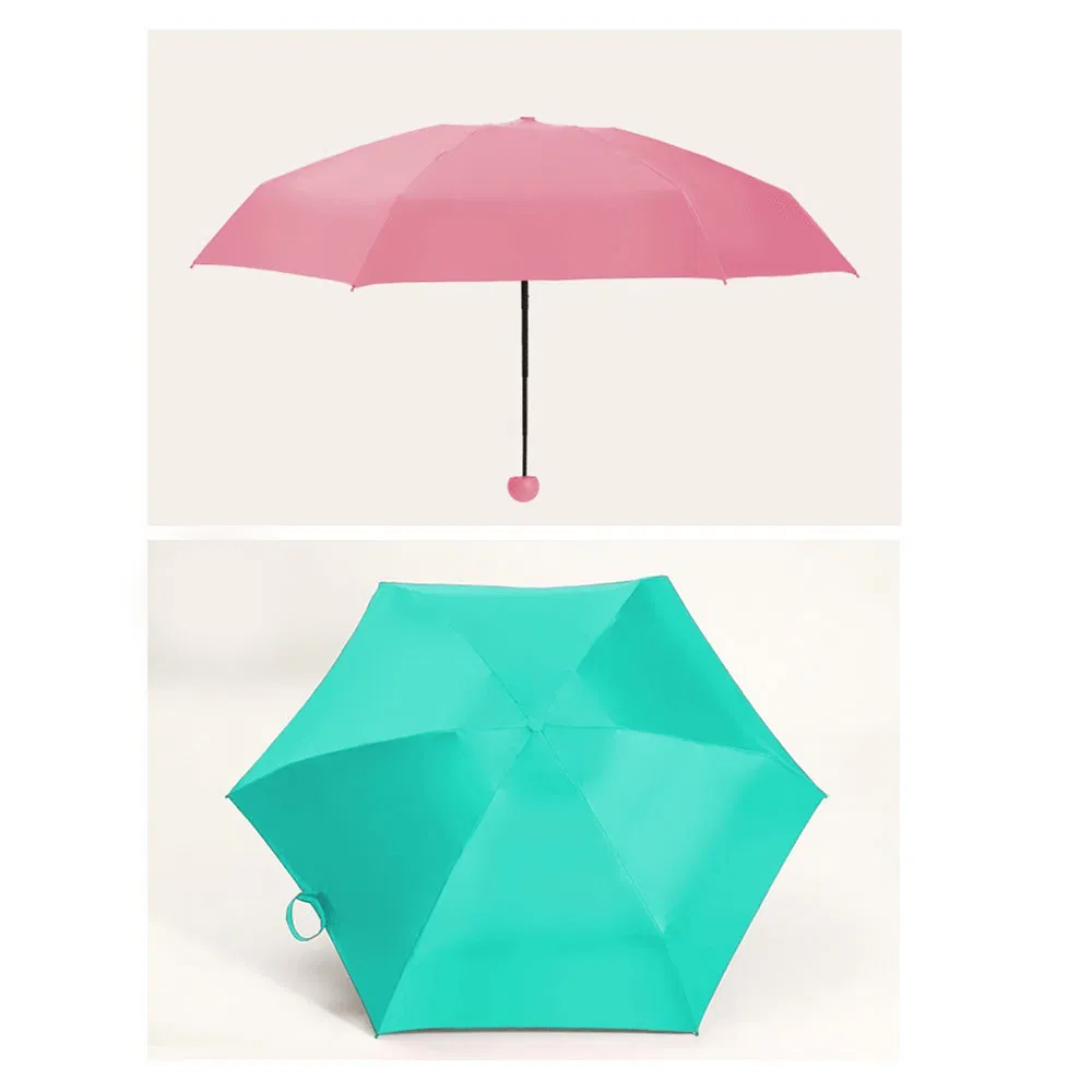Large Diameter Colorful Three-Fold Foldable UV-Blocking Sunshade Customizable Solid Color Rain-Sun Umbrella