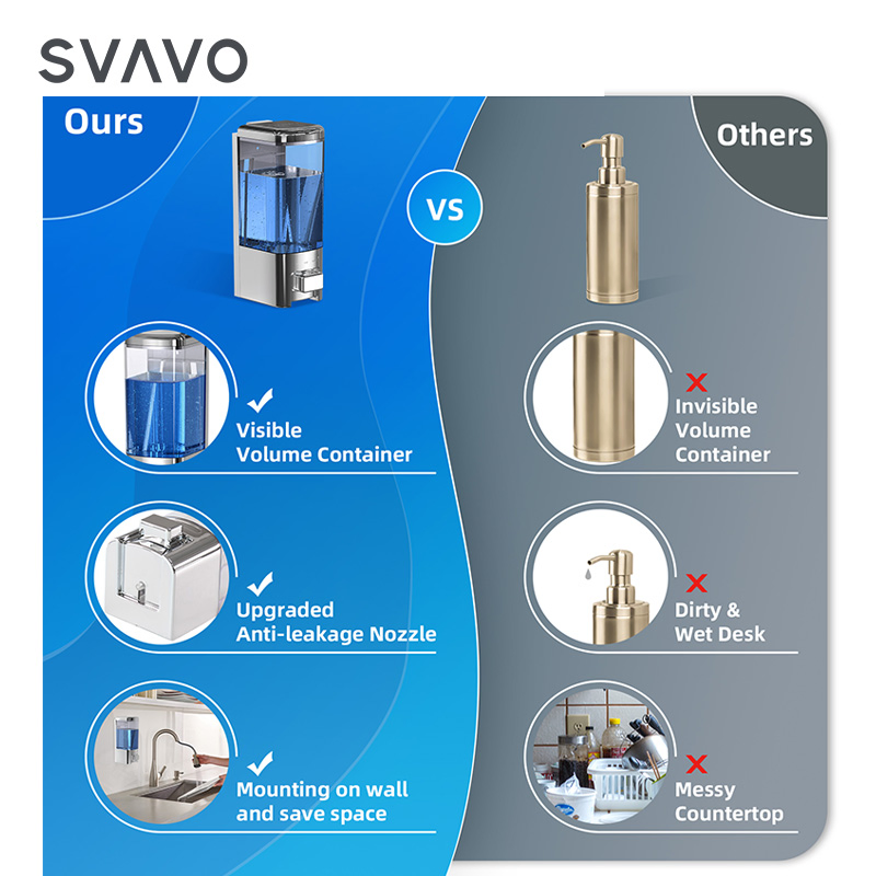 Настенный дозатор для шампуня и геля для душа Svavo