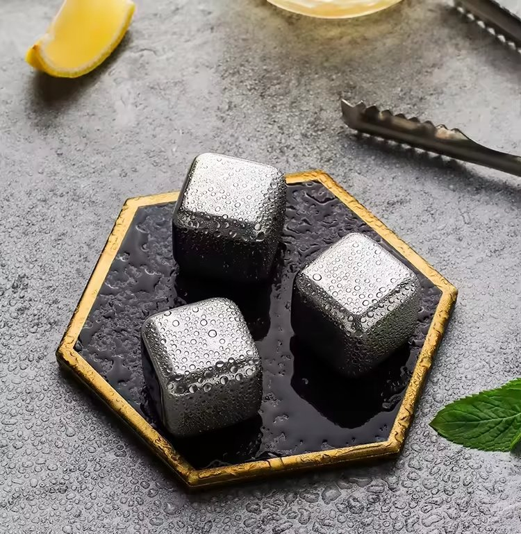 Набор стальных кубиков для виски, 6 шт