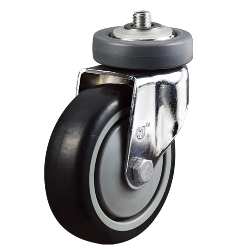 Factory 100mm Swivel Thread Stem Caster Shopping Trolley Wheel PU Castor Wheel