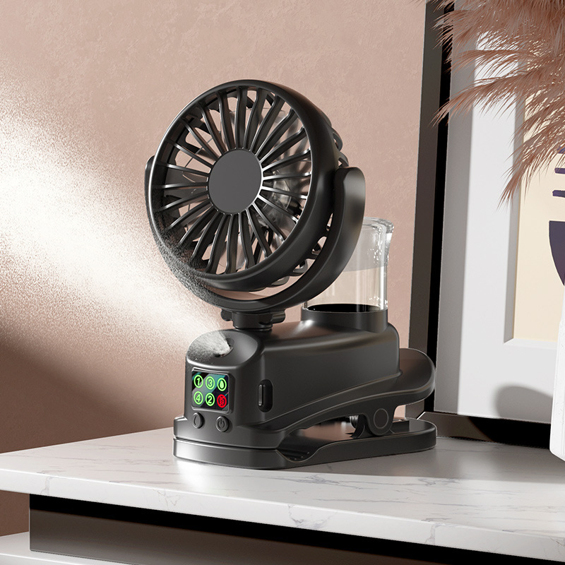 Clip-on Spray Charging Small Fan, Multi-Functional Fan Outside Student Dormitory, Clip-on Spray Fan