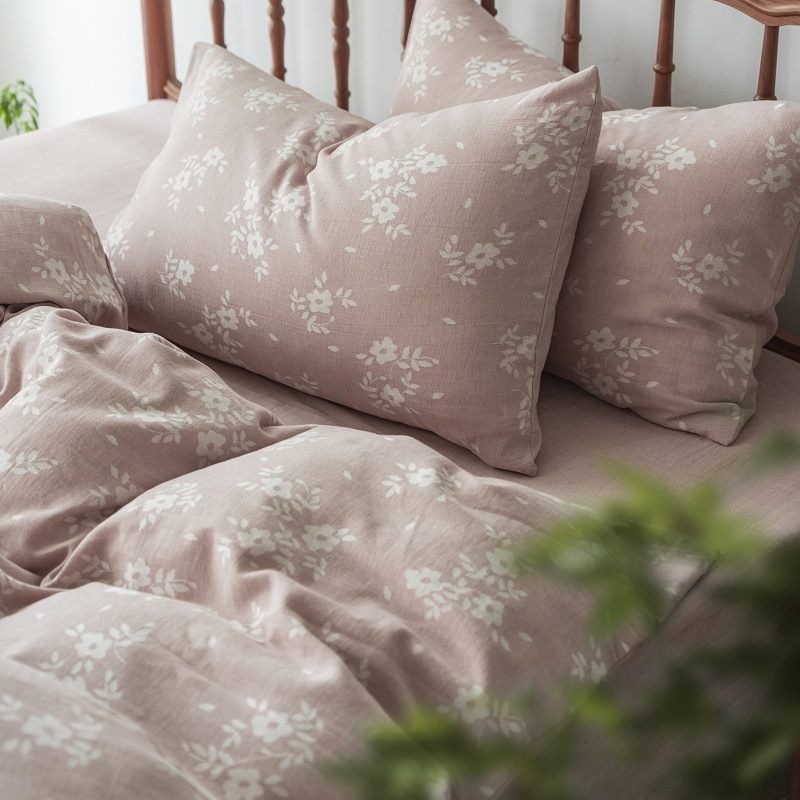 80% Cotton 20 % Linen Bedding Bedsheets and Pillow Cases Set 4 Bed Sheet