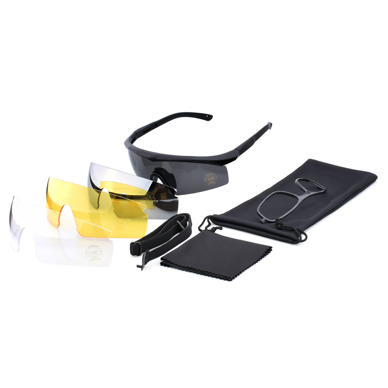 Impact Resistant ANSI Z87.1 Quality Adjustable Tactical Ballistic Style Shooting Glasses Sports Sunglasses