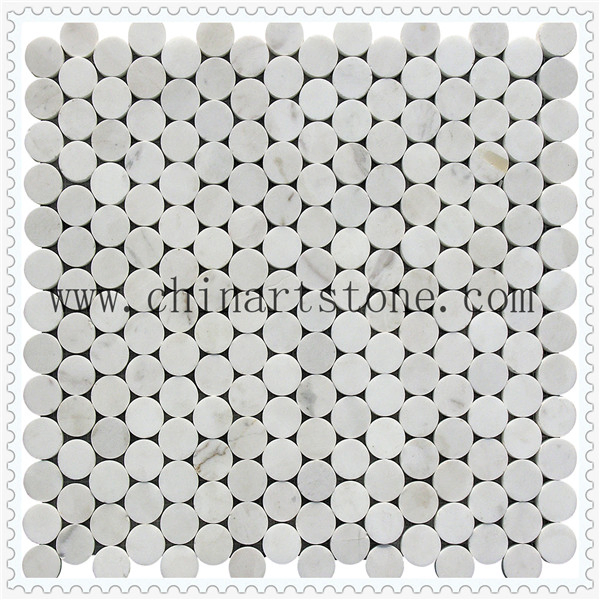 China White Carrara Fan /Round Marble Granite Stone Pattern Mosaic