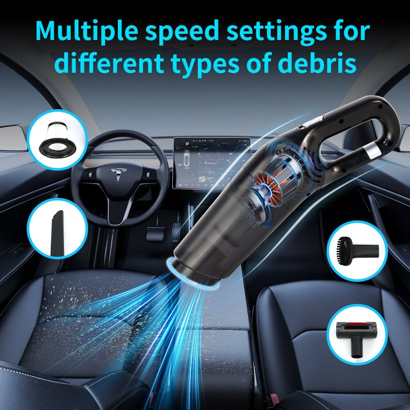 ABS Wireless Foldable Blowing 8000PA Suction Two Filters USB Car Vacuum Cleaners