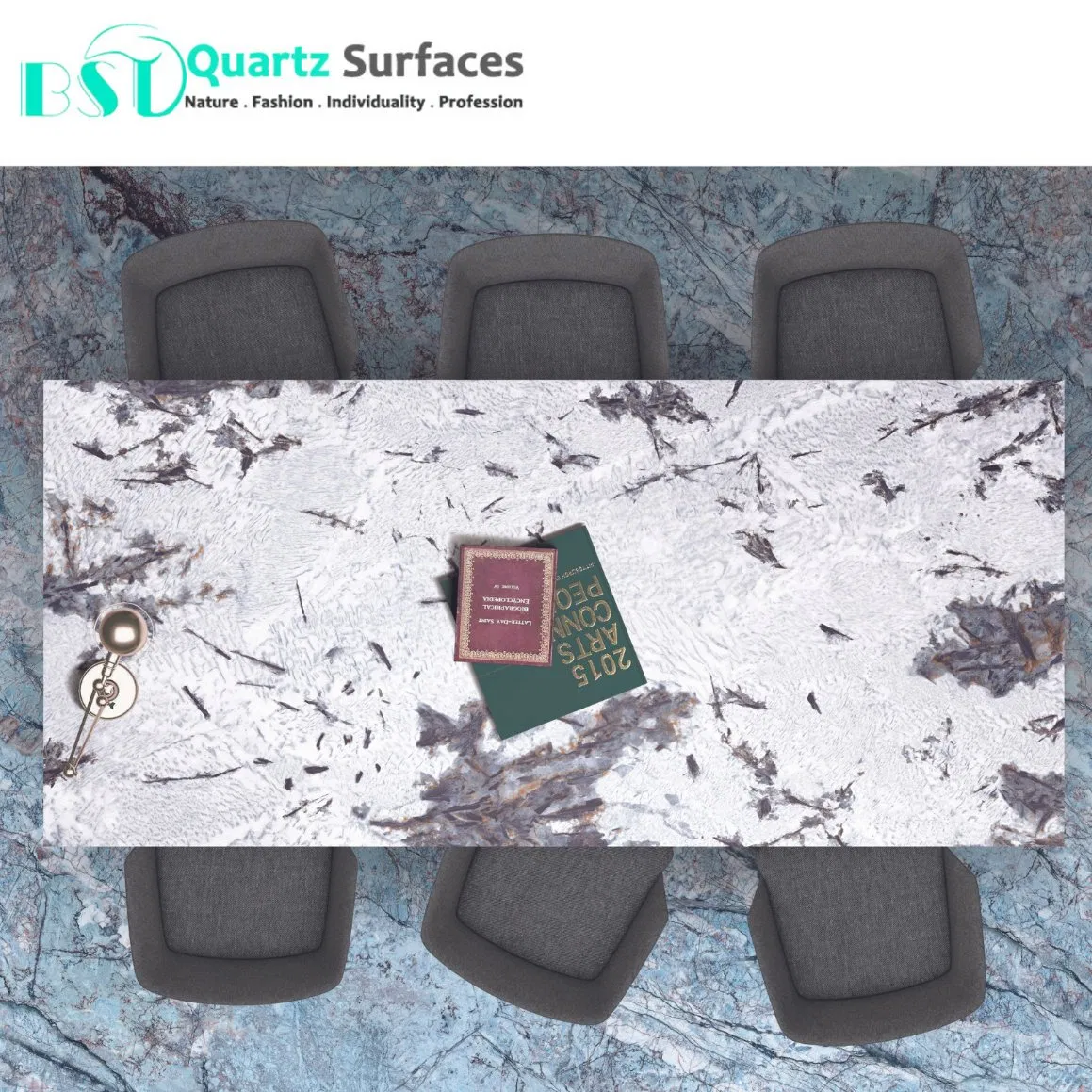 Blue Large Format Porcelain Slabs for Kitchen Countertops