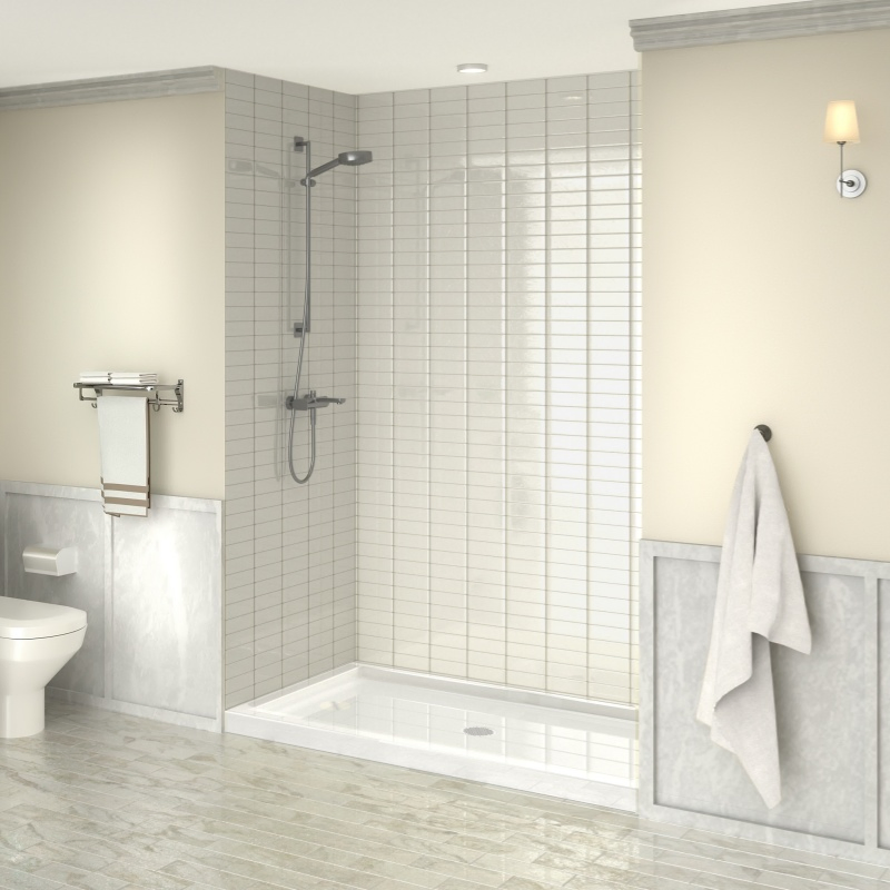 60"*36"*4" Rectangle Shaped White Acrylic Single Threshold Shower Tray