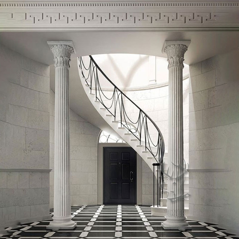 Large Famous Attractions Decoration Building Hand Carved Natural Stone Marble Roman Pillars Column