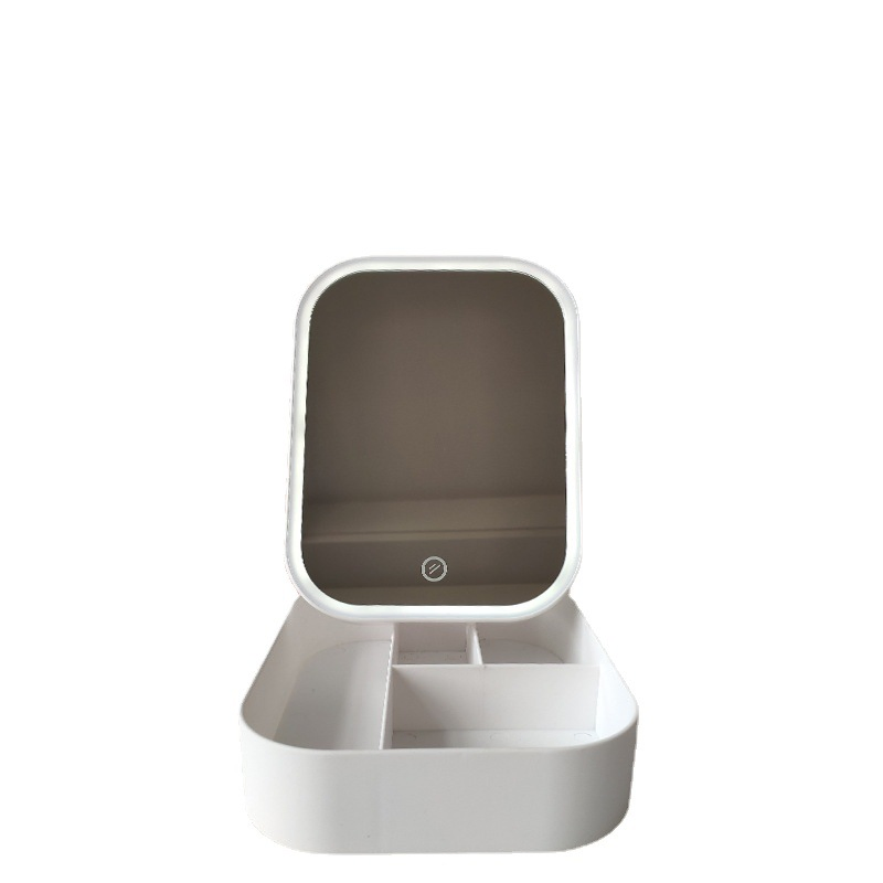 Smart Touch Screen Folding LED Single Side Cosmetic Makeup Mirror with Organizer