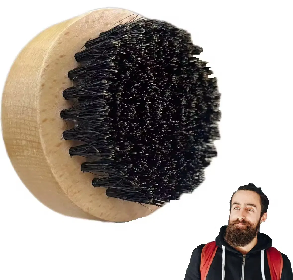 New Custom Wooden Boar Bristle Men's Facial Care Beard Brush