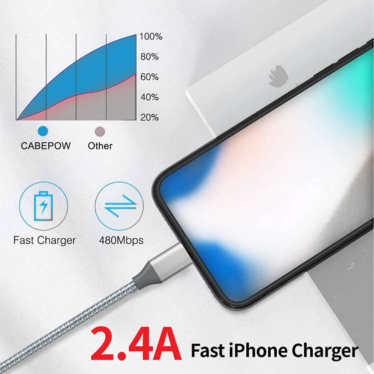 Прочный нейлоновый кабель Lightning 3FT/6FT/10FT