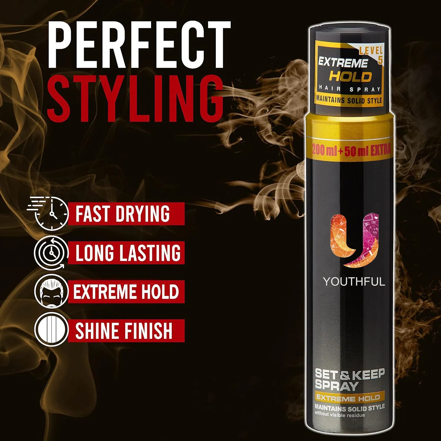 Hair Spray Extreme Hold Quick Drying Long Lasting No Flaking & Natural Shine