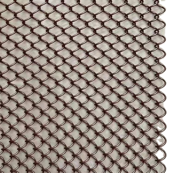 Gold Decorative Metal Coil Drapery Ceiling Decor Aluminium Wire Screen Mesh Chain Link Metal Curtains