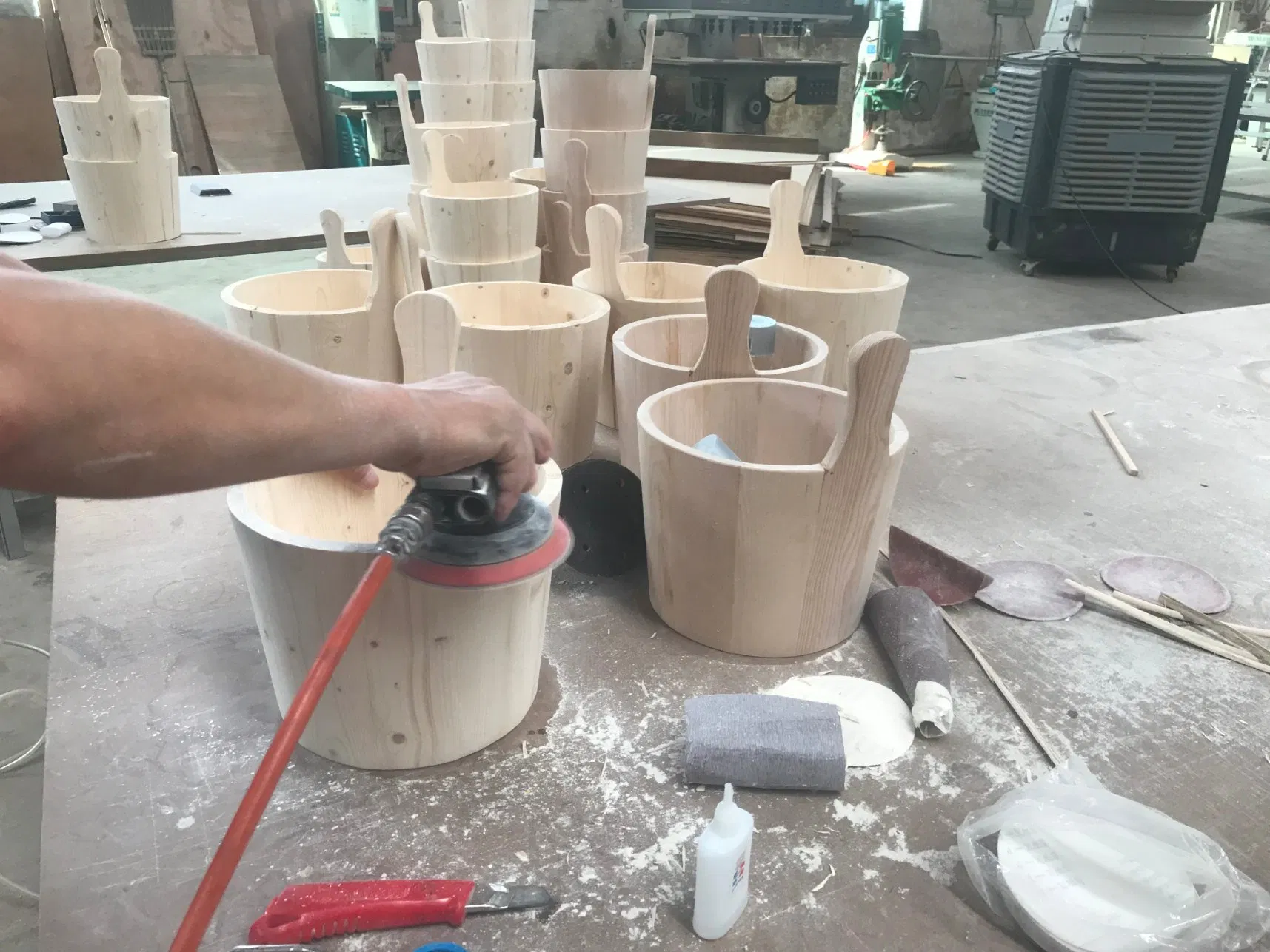 Sauna Pine Bucket with Water Ladle