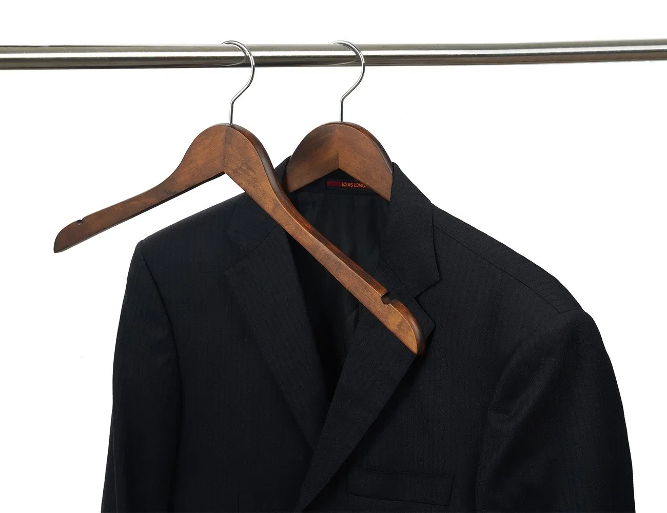 Solid Gugertree Wood Clothes Hangers Notches Anti-Rust Chrome Hook 10 PCS Retro