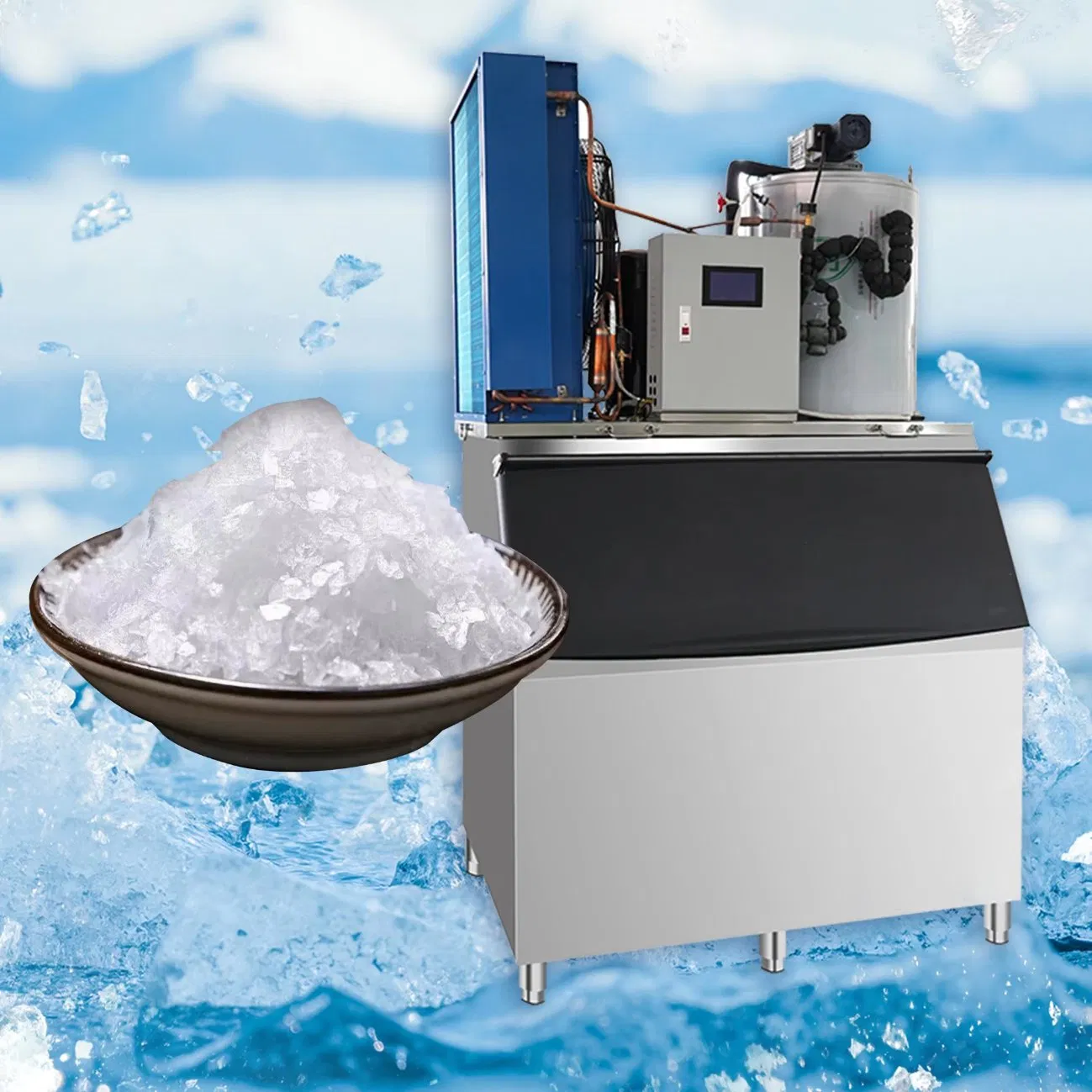 Large Capacity Commercial Automatic Flake Ice Machines for Fishery/Food Processing Plants