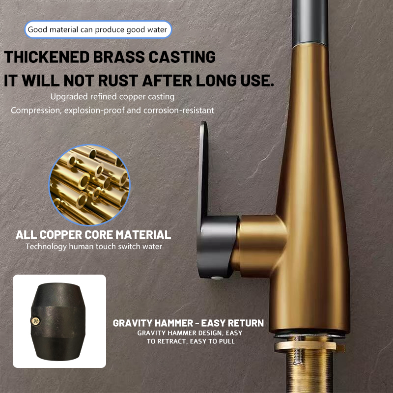 Stylish Pull-out Faucet with Adjustable Spray and Swivel Design