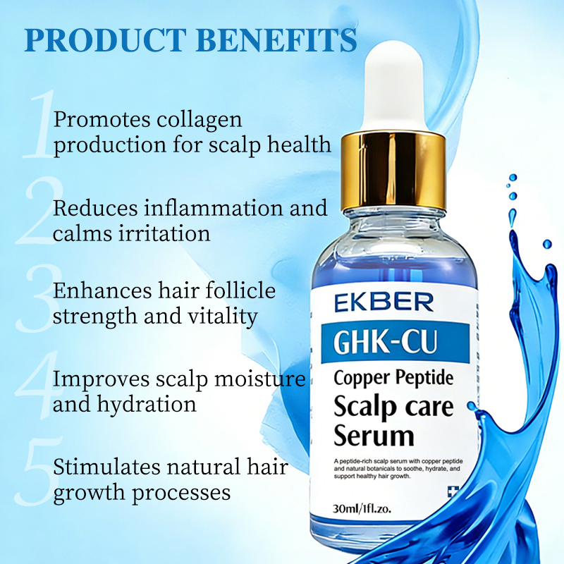 Natural Organic Vegan Hair Growth Serum Treatment Scalp Revive Anti Loss Blue Copper Peptide Scalp Care Serum