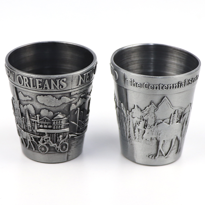 Factory Custom Antique Zinc Alloy Metal City Landmark Design Tourist Souvenir Shot Glass