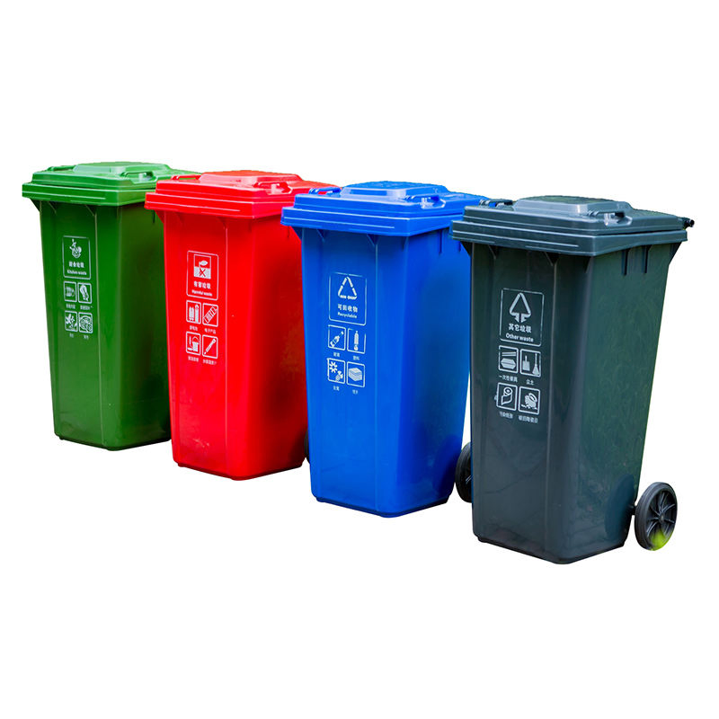 Customized Logo Color Street 360/240L HDPE Plastic Rectangle Trash Can Wheel Waste Bin