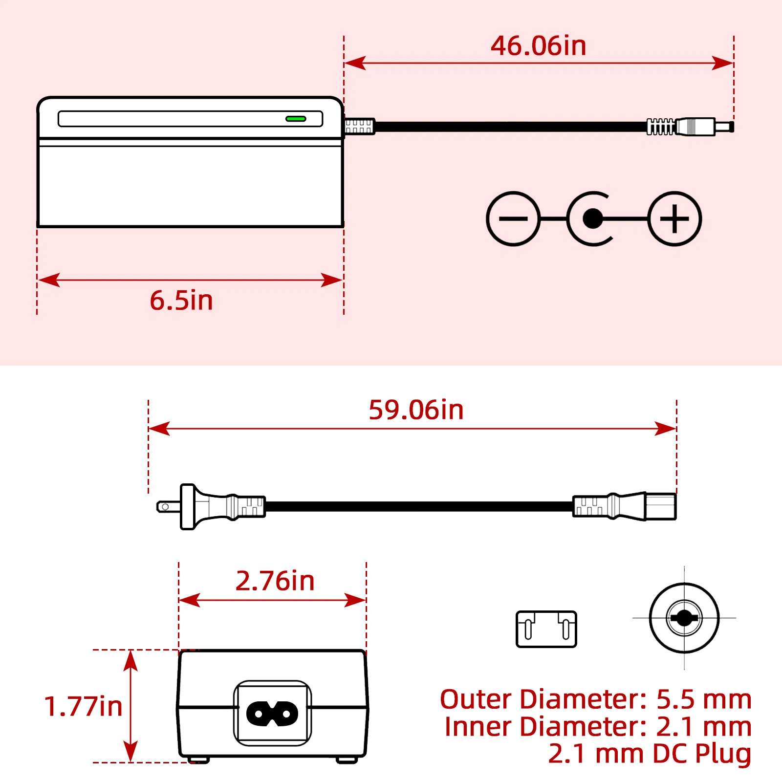Electric Bike E-Scooter 42V 2A Sans Battery Charger DC2.1 Head for 36V Battery Pack