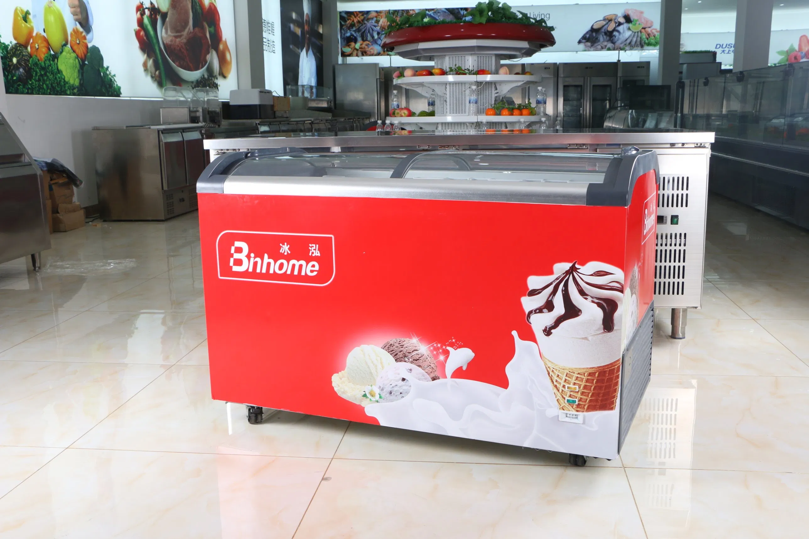 Supermarket Glass Top Open Door Ultra Low Temperature Congelador De Helados Chest Deep Freezer/Ice Cream Display Showcase Fridge/Ice Cream Refrigerator