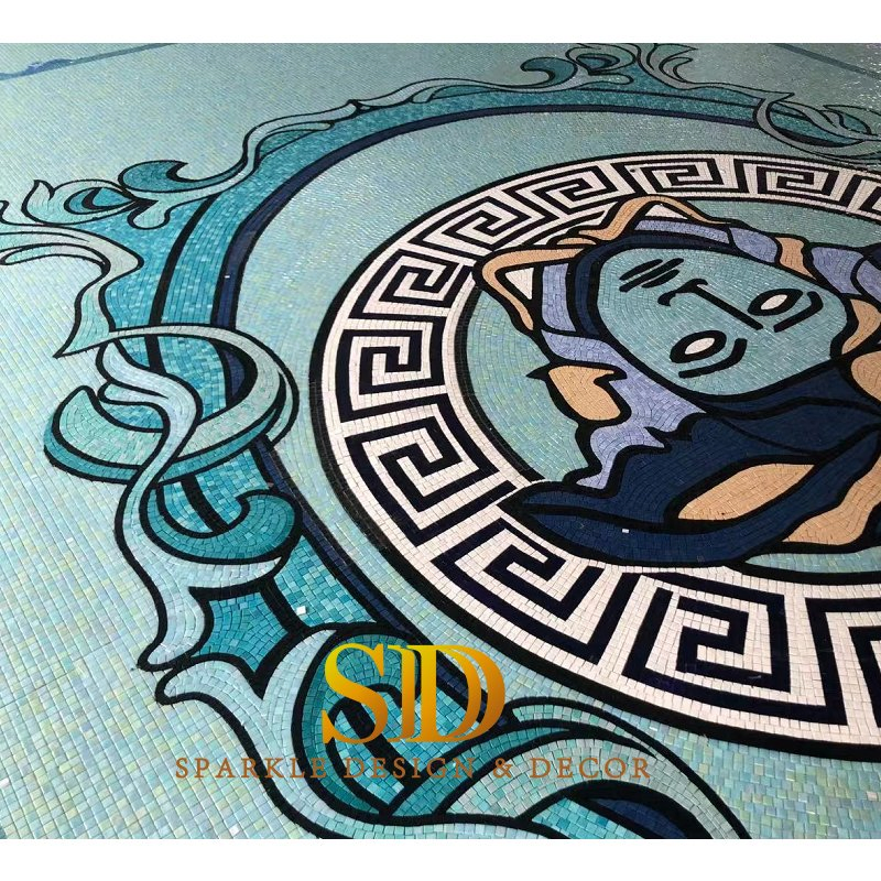 Beautiful Swimming Pool Design Art Glass Mosaic Tile Pattern for New Home