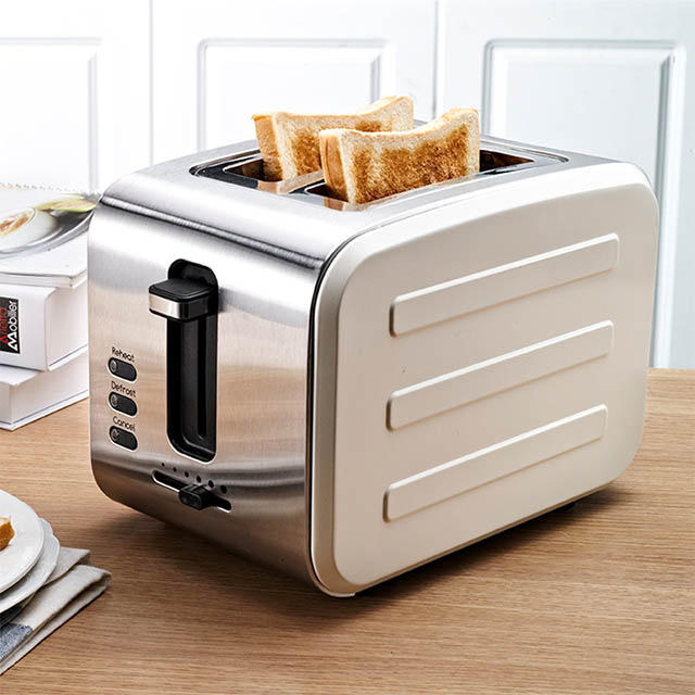 New Nordic Style 2 Slices Stainless Steel Wide Slot Toaster Home Smart Breakfast Machine