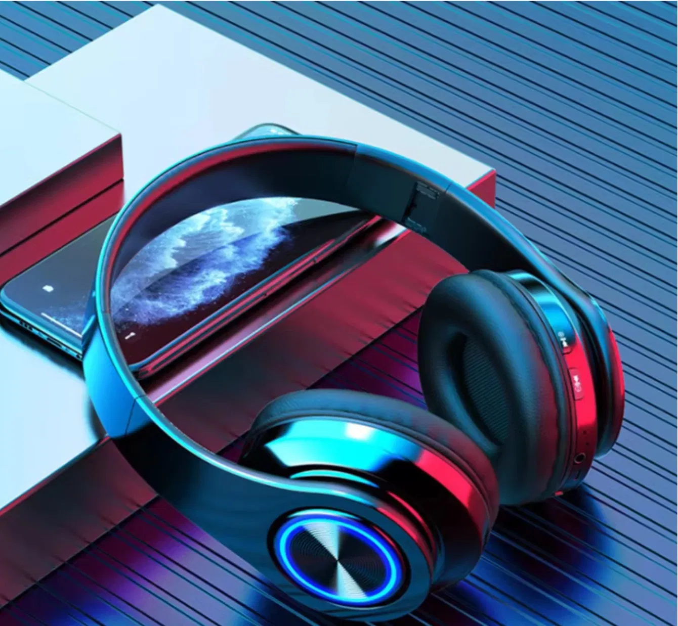 Игровая гарнитура B39 с подсветкой, беспроводная, складная