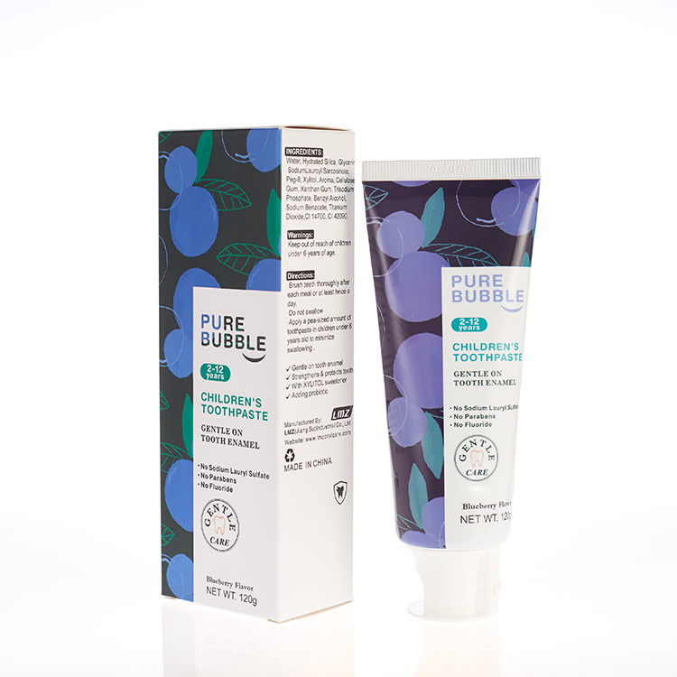 120g Fluoride Free Xylitol Children Tooth Paste Blueberry Strawberry Orange Flavored Probiotic Toothpaste for Kids