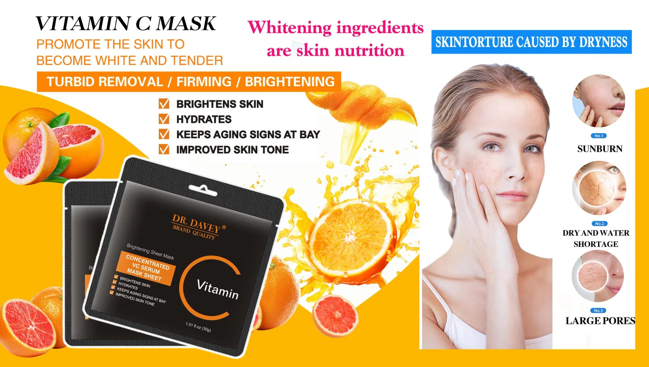 Vitamin C Facial Mask Brightens Skin Hydrates Keeps Aging Signs at Bay Improved Skin Tone