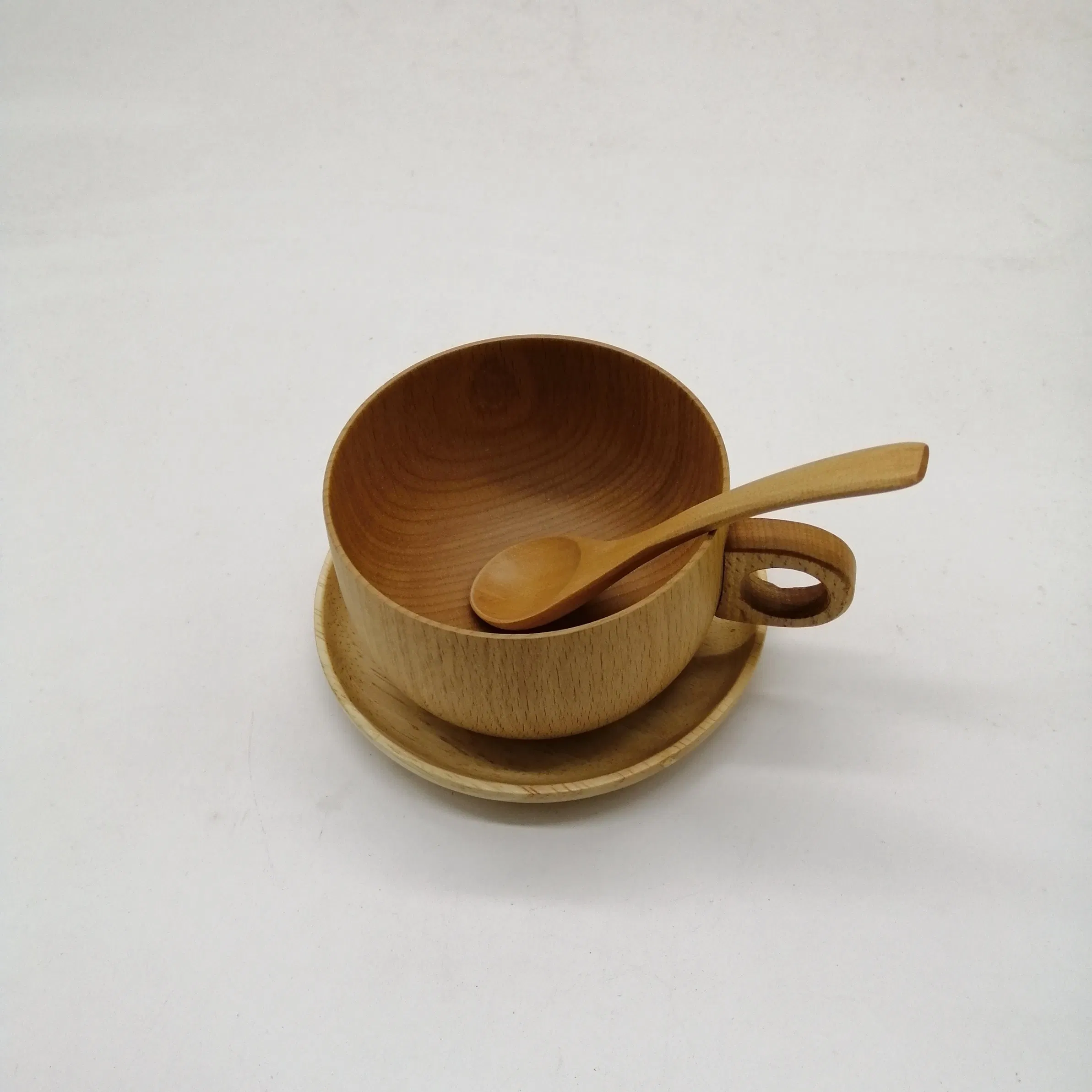 Freely Combinable Wooden Dishes and Spoons Set Daily Simple Service Wooden Cups