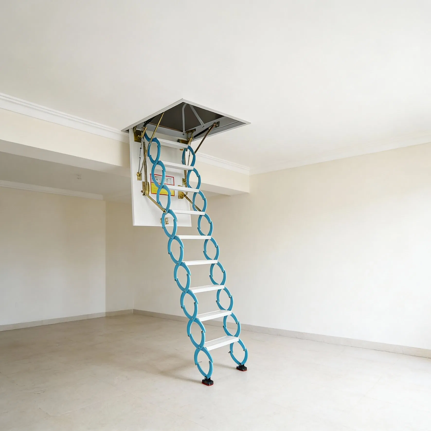 Heavy Duty 300kg Aluminum Manual Retractable Attic Stairs with Wide Steps