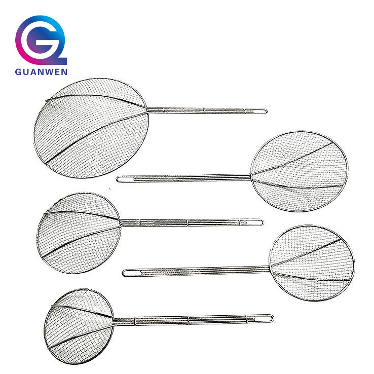 19 Inch Nickel-Plated Mesh Skimmer Stainless Steel Strainer Skimmer Kitchen Utensils Wire Strainer